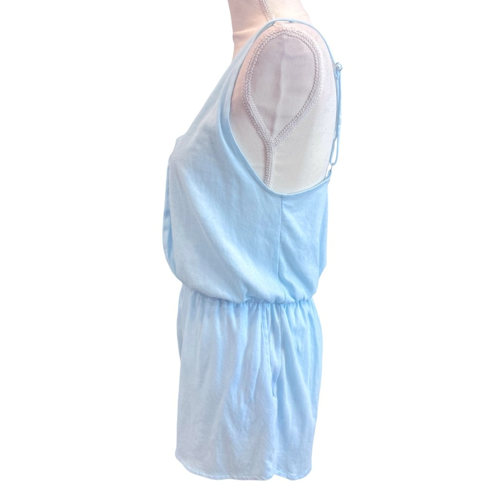 Victoria’s Secret PINK Blue Romper V Neck Elastic Waist Lounge M - Picture 4 of 8